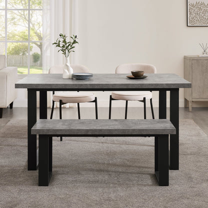 CCG-STO-00475 Grade-B Dusk Harper 4-6 Seater Dining Table - Stone/Black RRP £229.00