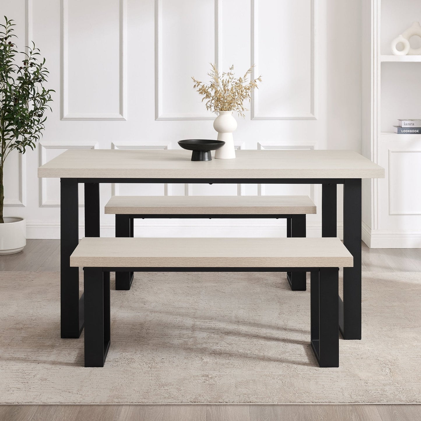 DUS-GOL-07441 Grade-B Dusk Harper 4-6 Seater Dining Table - Wood/Black RRP £229