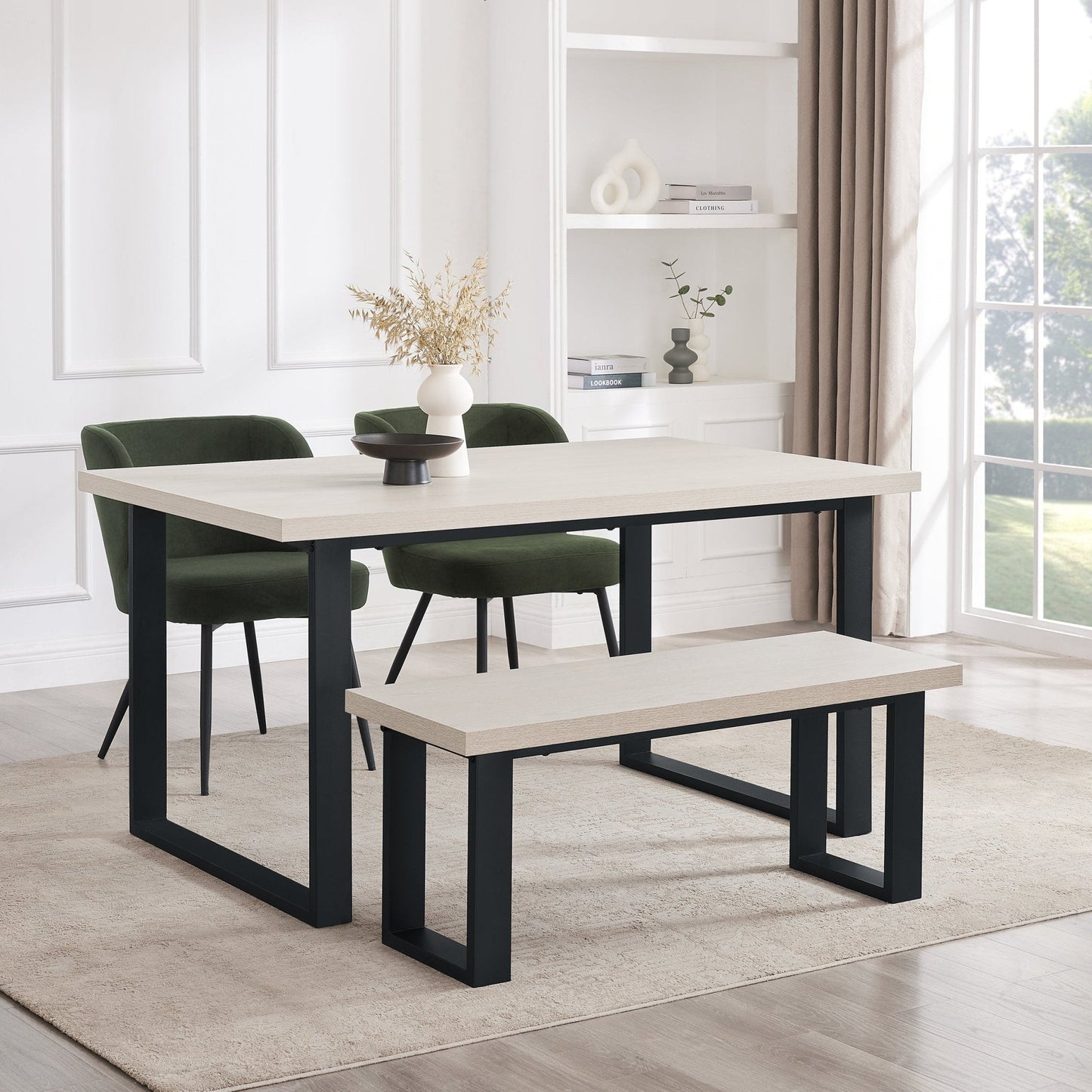 DUS-GOL-10657 Grade-B Dusk Harper 4-6 Seater Dining Table - Wood/Black RRP £229