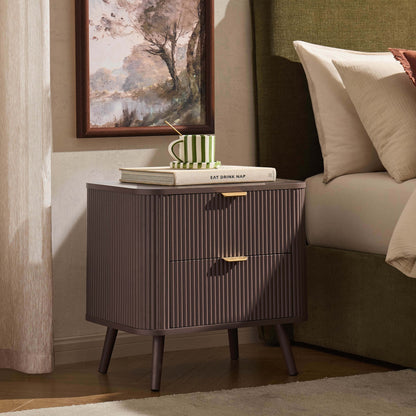 DUS-CC2-04273 Grade-B Dusk Hattie 2 Drawer Bedside Table - Mocha RRP £139.00