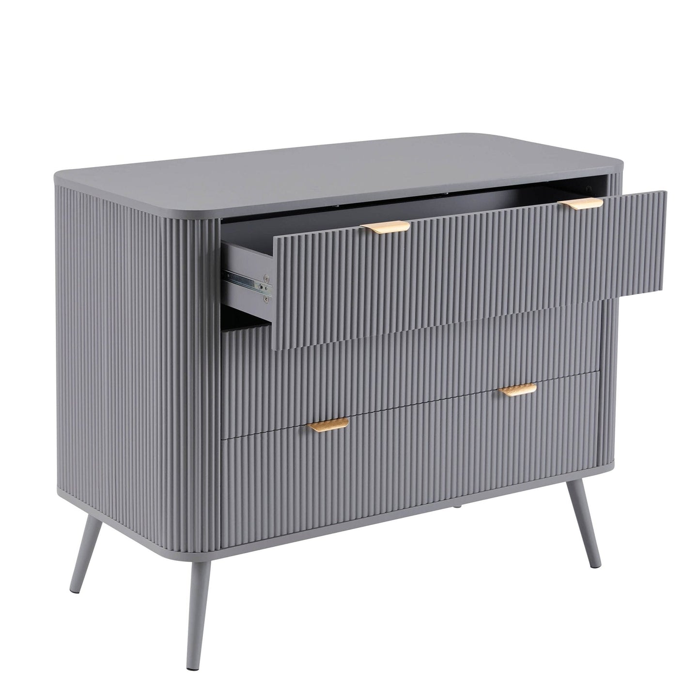 DUS-GOL-06987 Grade-B Dusk Hattie 3 Drawer Large Chest - Light Grey RRP £167