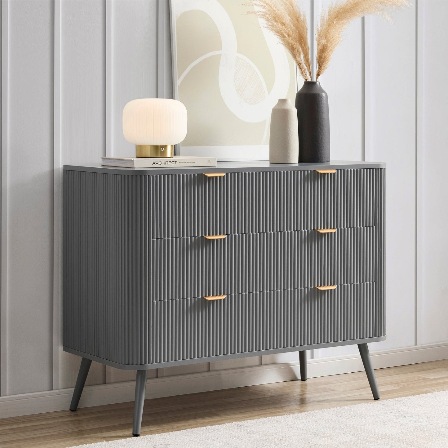 DUS-GOL-00674 Grade-B Dusk Hattie 3 Drawer Large Chest - Light Grey RRP £167