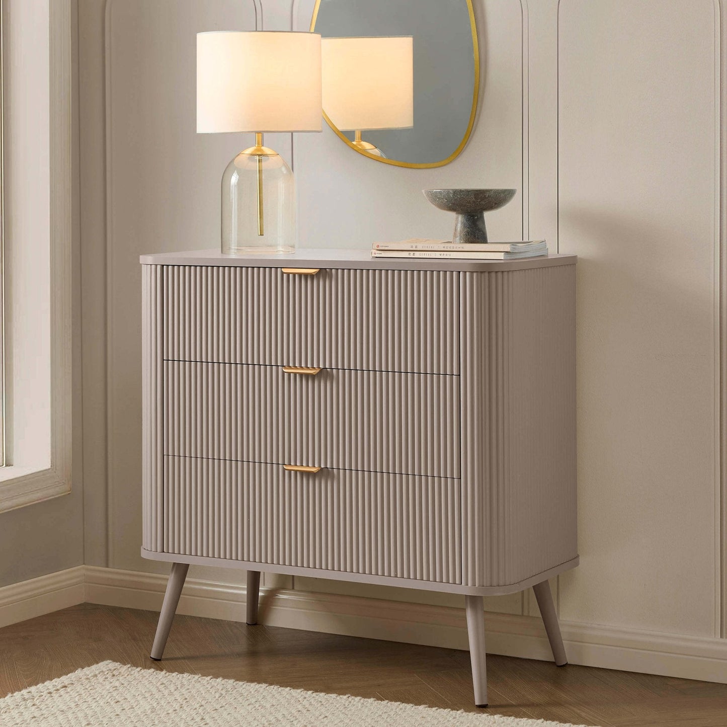 DUS-CC2-04274 Grade-B Dusk Hattie 3 Drawer Small Chest - Taupe RRP £189.00