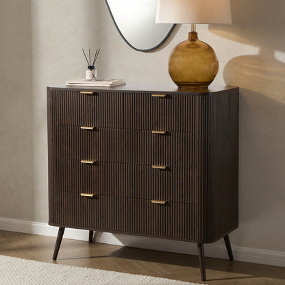 DUS-GOL-00776 Grade-B Dusk Hattie 5 Drawer Chest - Walnut RRP £249