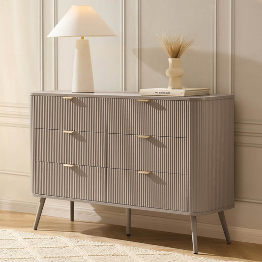 DUS-CC2-04066 Grade-B Dusk Hattie 6 Drawer Large Chest - Taupe RRP £279.00