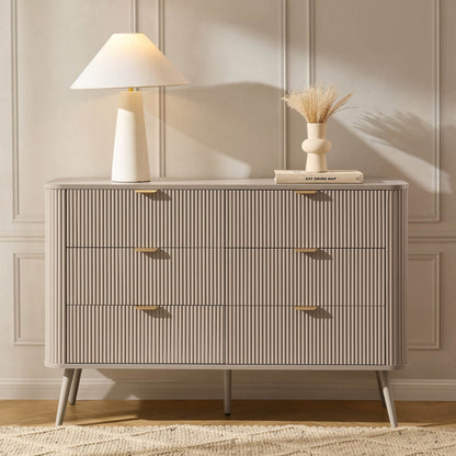 DUS-CC2-04066 Grade-B Dusk Hattie 6 Drawer Large Chest - Taupe RRP £279.00
