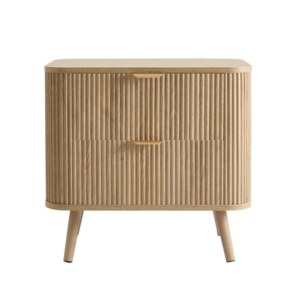 DUS-CC2-04271 Grade-B Dusk Pair of Hattie 2 Drawer Bedside Table - Light Wood
 (set of 2) RRP £258.00