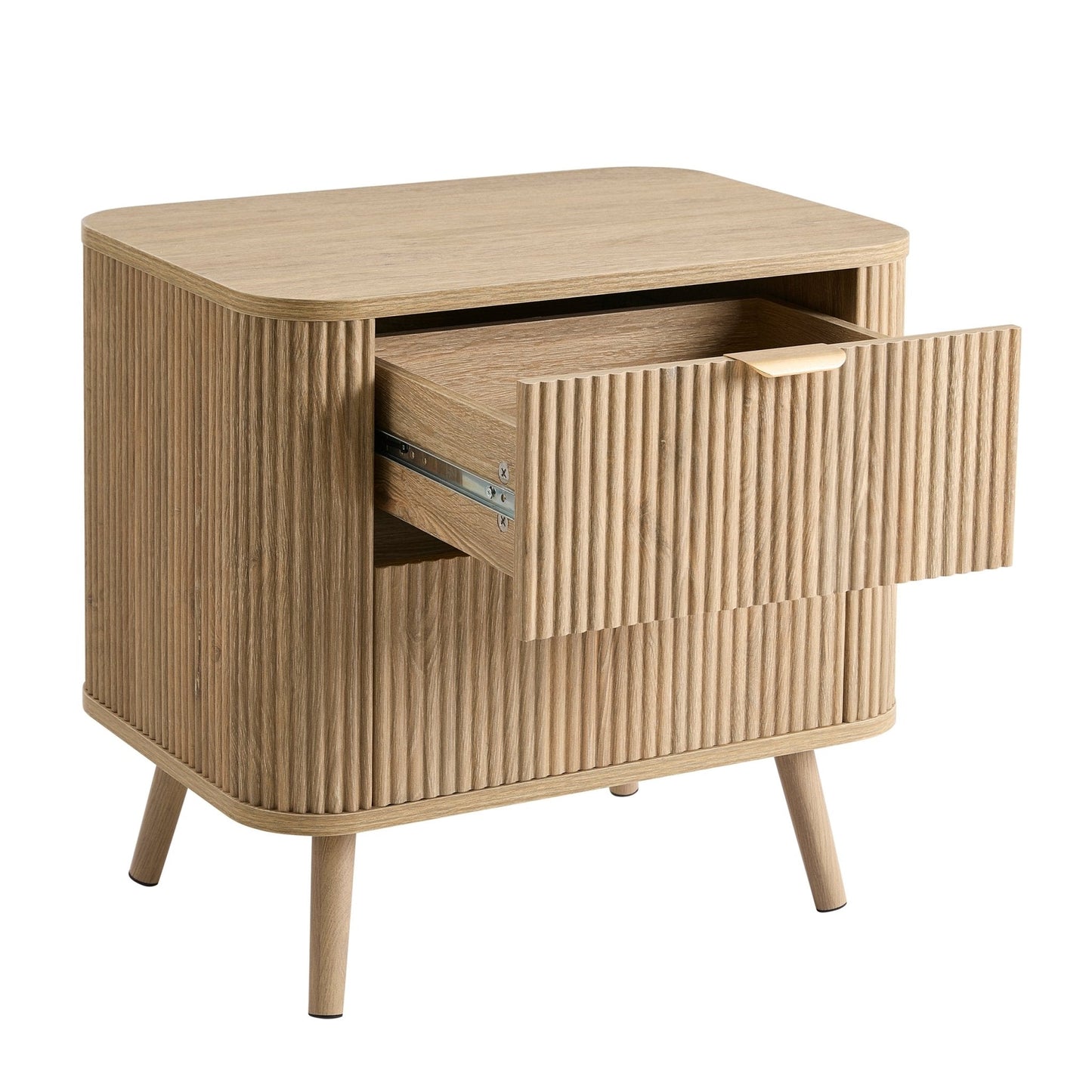 DUS-CC2-04271 Grade-B Dusk Pair of Hattie 2 Drawer Bedside Table - Light Wood
 (set of 2) RRP £258.00