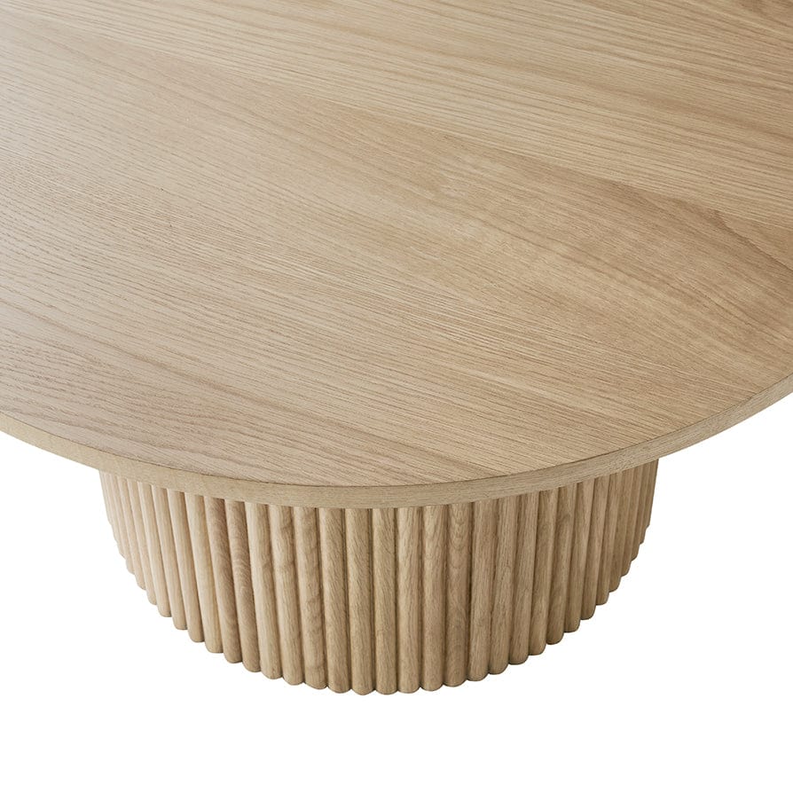 DUS-CC2-03365 Grade-B Dusk Hattie Round Pedestal Coffee Table - Light Wood RRP £189.00