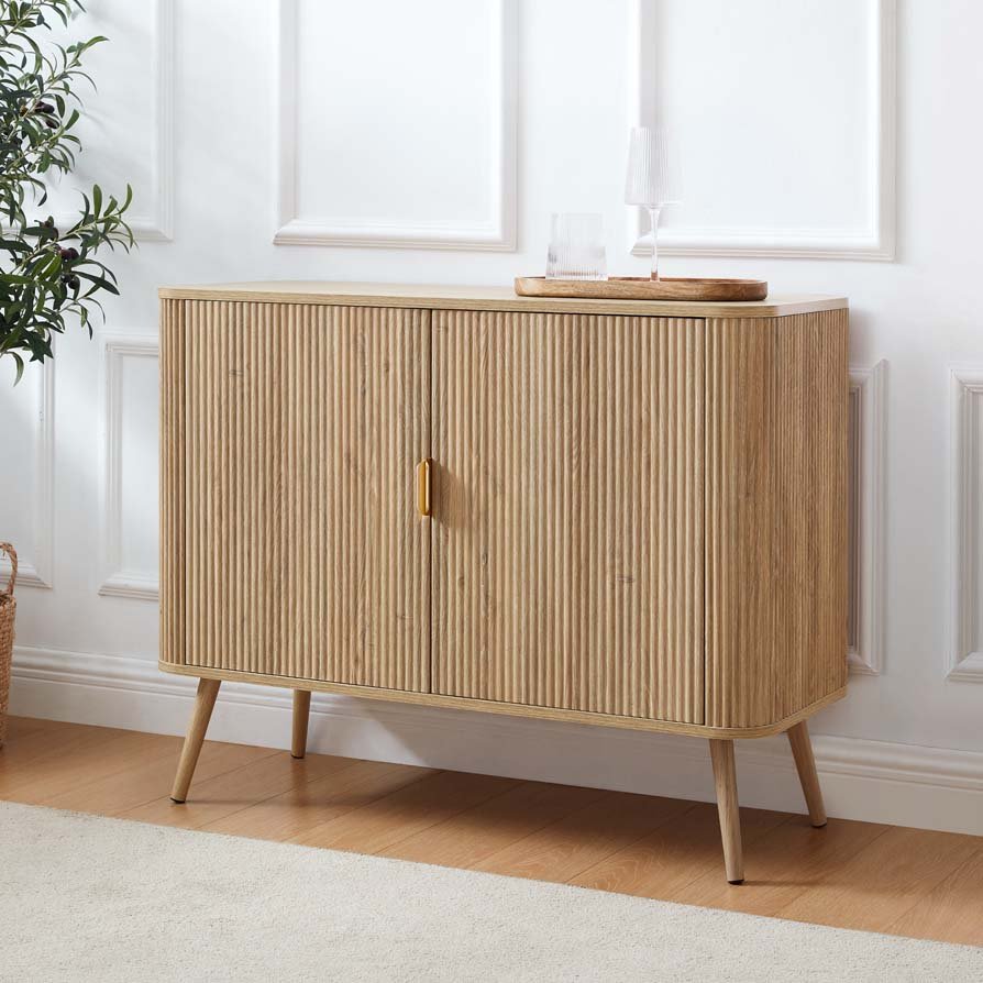 DUS-CC2-04361 Grade-B Dusk Hattie 2 Door Sideboard - Light Wood RRP £229.00