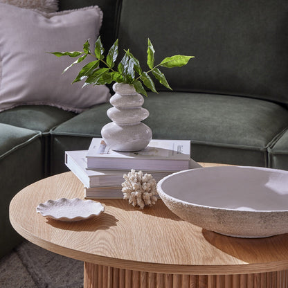 DUS-CC2-03365 Grade-B Dusk Hattie Round Pedestal Coffee Table - Light Wood RRP £189.00