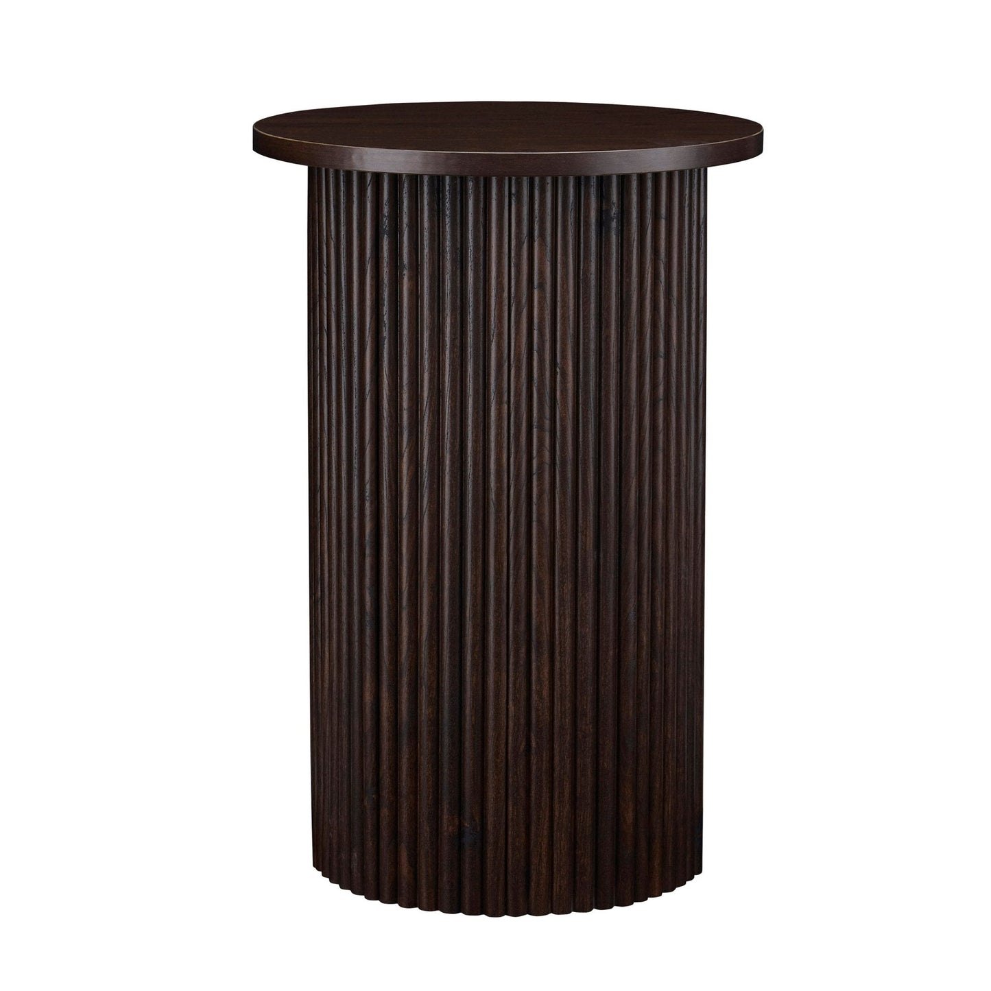 DUS-CC2-04369 Grade-B Dusk Hattie Round Pedestal Side Table - Walnut RRP £129.00