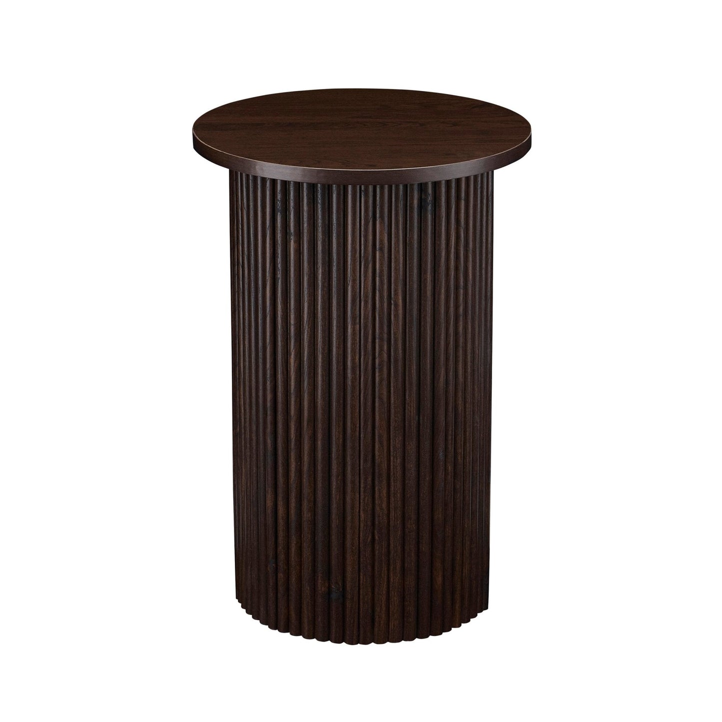 DUS-CC2-04369 Grade-B Dusk Hattie Round Pedestal Side Table - Walnut RRP £129.00