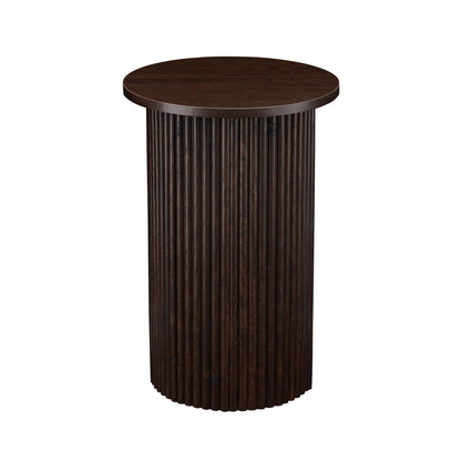 DUS-CC2-04369 Grade-B Dusk Hattie Round Pedestal Side Table - Walnut RRP £129.00