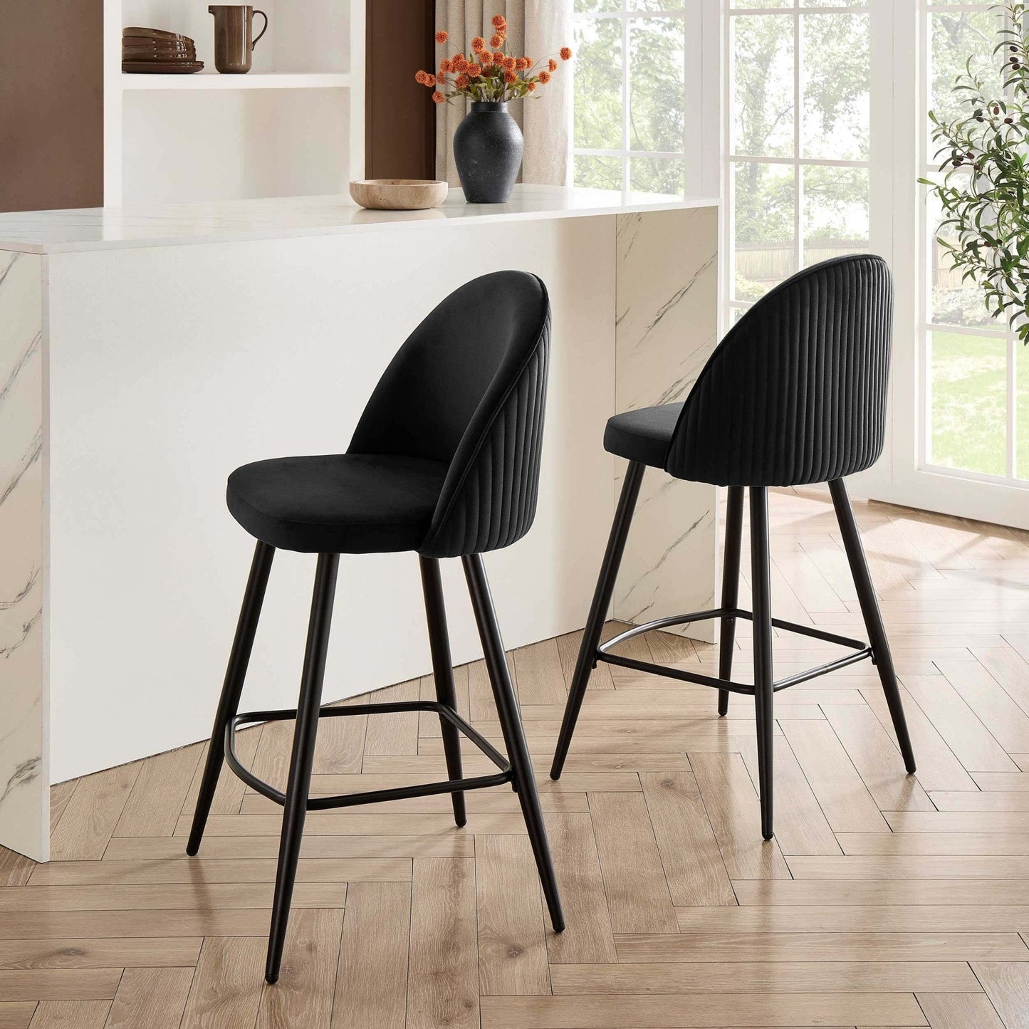 DUS-CC2-04356 Grade-B Dusk Hattie Set of 2 Barstools - Black RRP £159.00