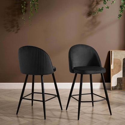 DUS-CC2-04356 Grade-B Dusk Hattie Set of 2 Barstools - Black RRP £159.00