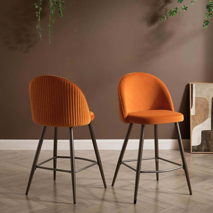 DUS-GOL-02916 Grade-B Dusk Hattie Set of 2 Barstools - Bright Orange RRP £159