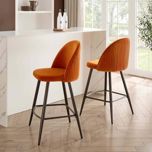 DUS-GOL-03172 Grade-B Dusk Hattie Set of 2 Barstools - Bright Orange RRP £159