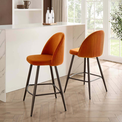 DUS-GOL-06001 Grade-B Dusk Hattie Set of 2 Barstools - Bright Orange RRP £159