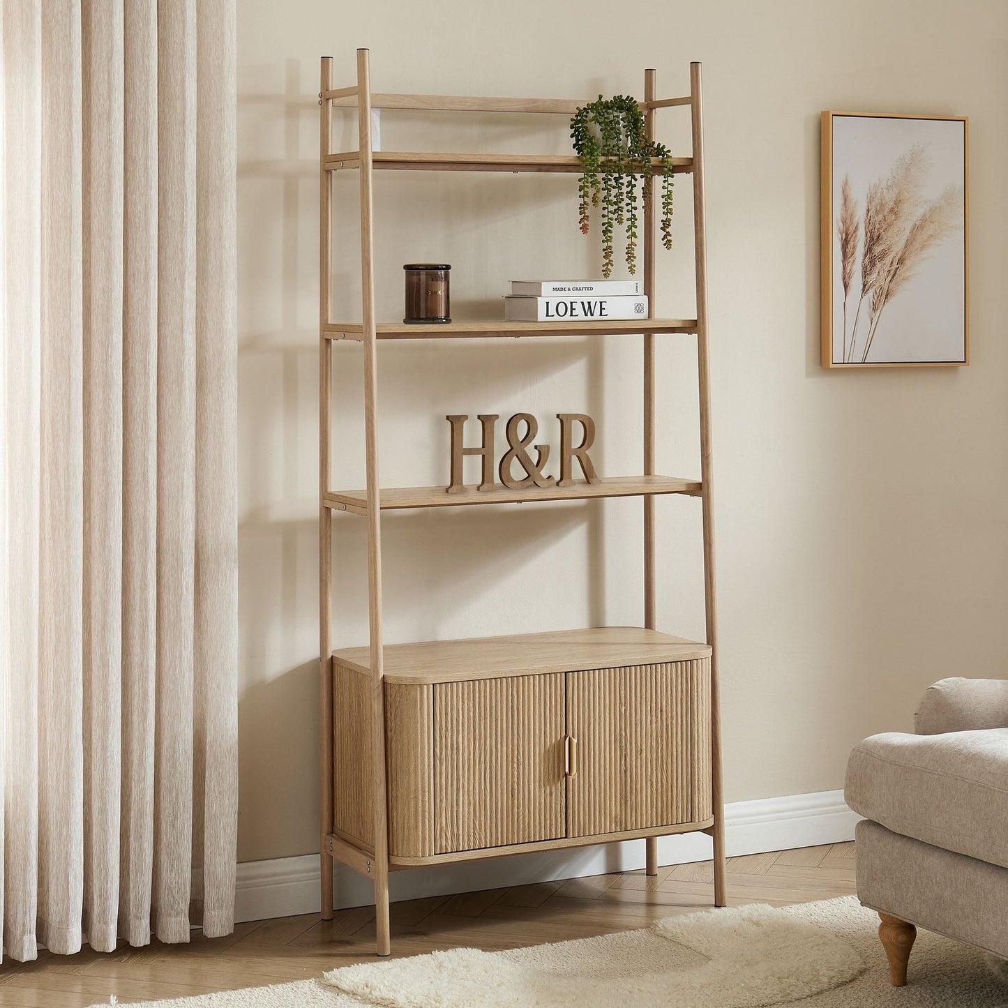 DUS-CC2-03973 Grade-B Dusk Hattie Shelving Unit - Light Wood RRP £249.00