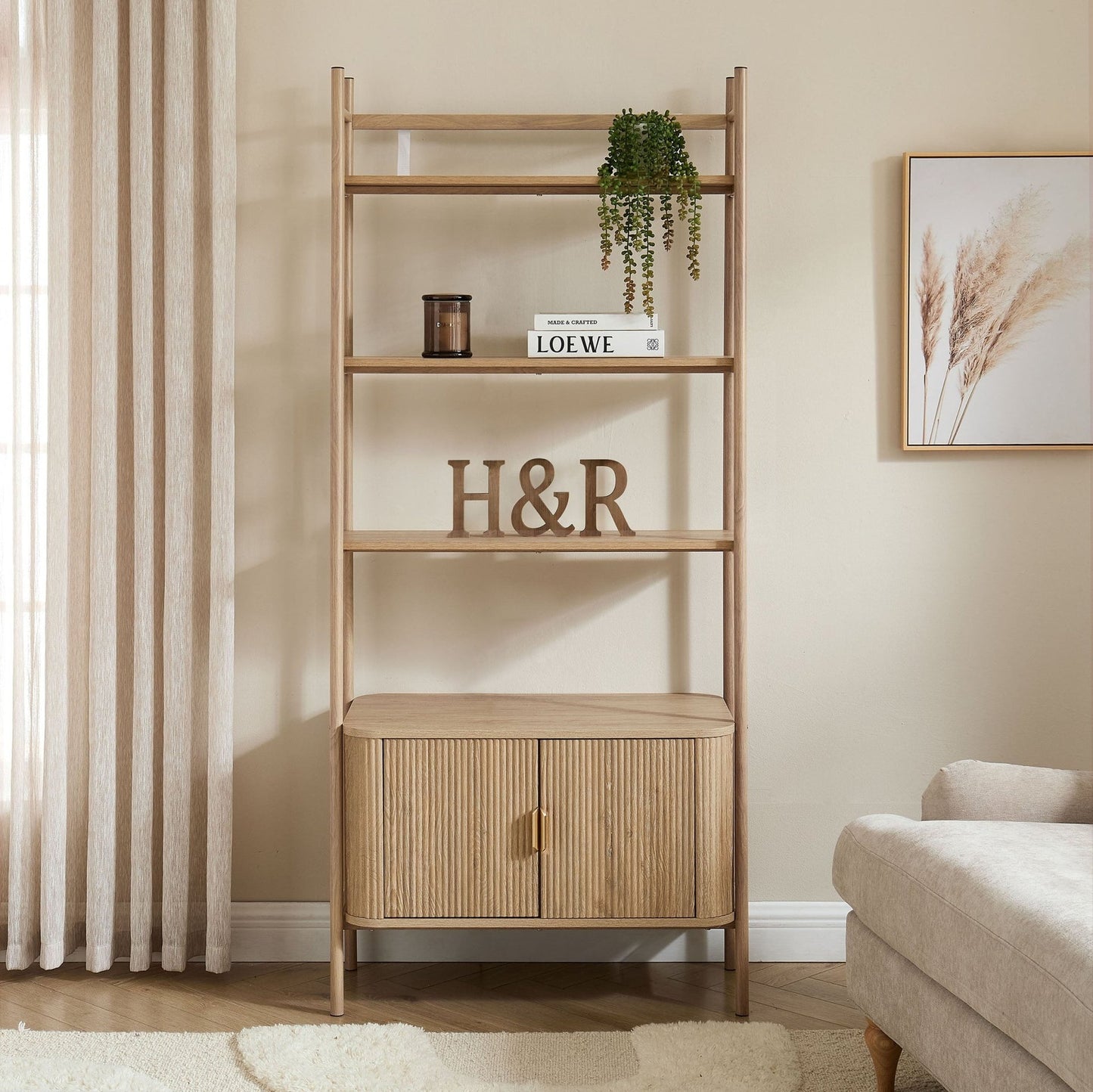 DUS-CC2-03973 Grade-B Dusk Hattie Shelving Unit - Light Wood RRP £249.00