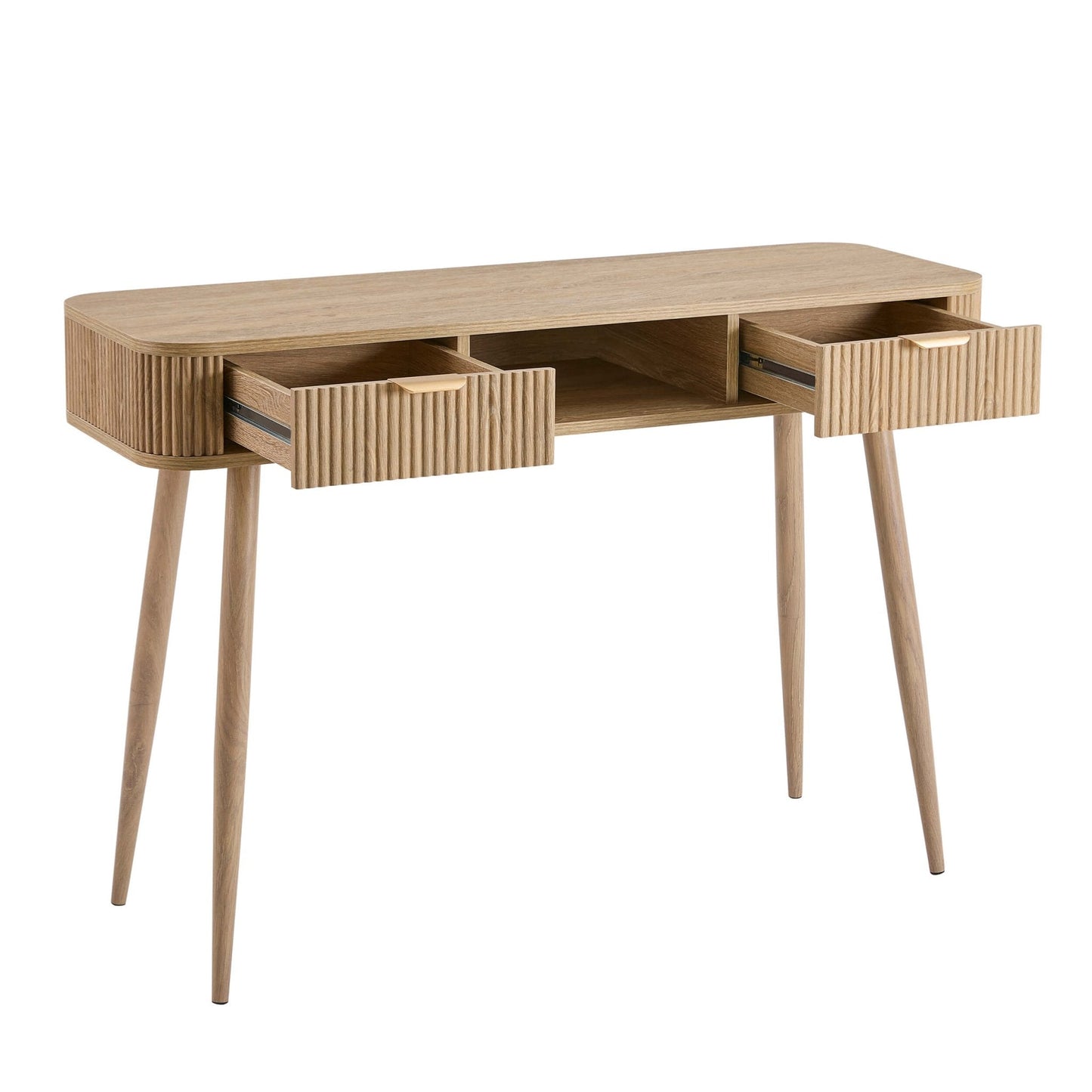 DUS-CC2-04687 Grade-B Dusk Hattie Storage Dressing Table Console - Light Wood RRP £169.00