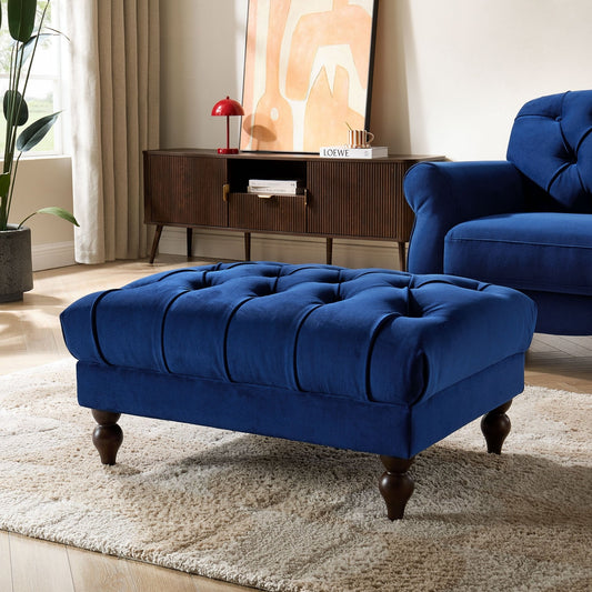 DUS-CC2-02837 Grade-B Dusk Hebden Pouffe - Royal Blue RRP £179.00