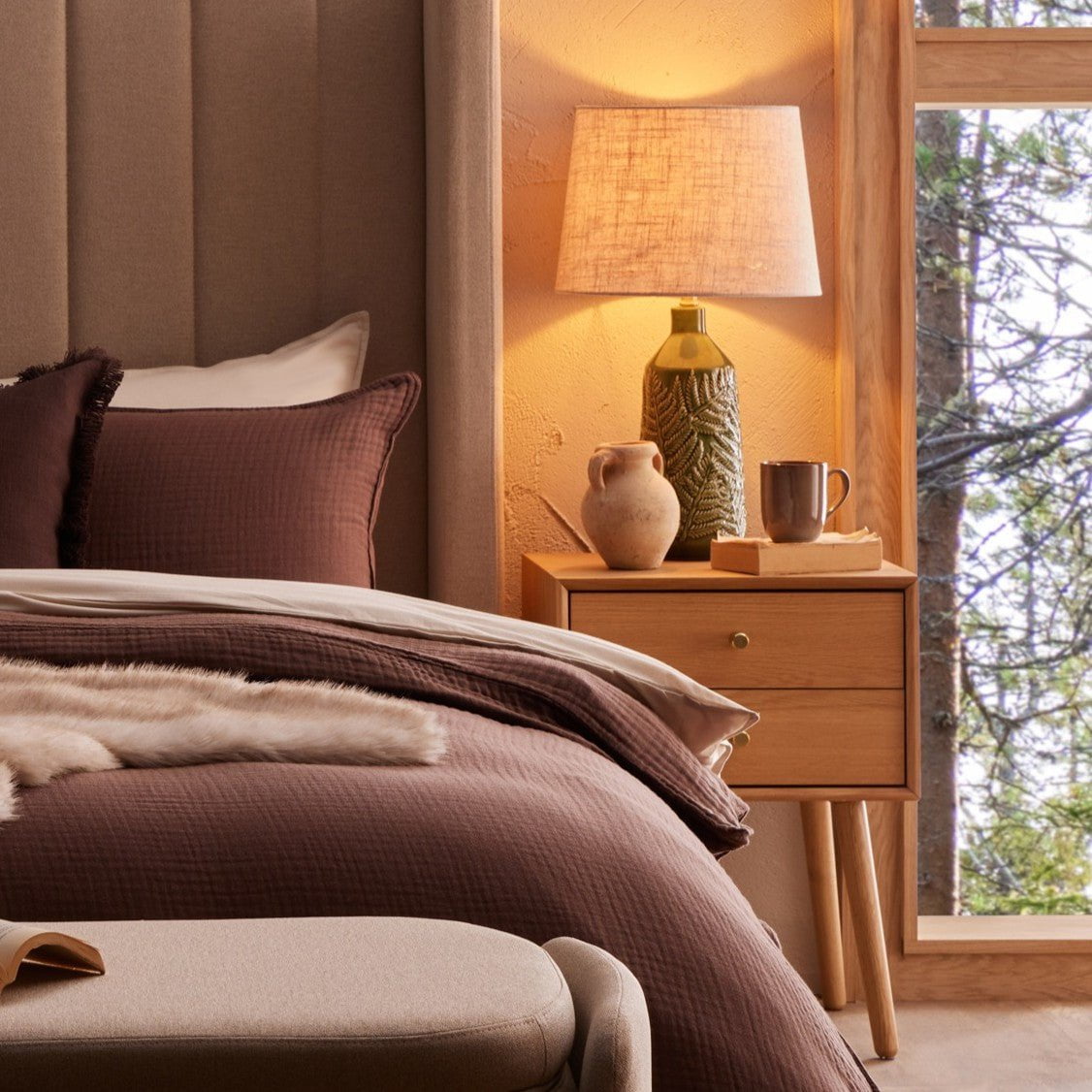 DUS-CC2-02216 Grade-B Dusk Heidi Oak 2 Drawer Bedside Table - Light Wood RRP £139