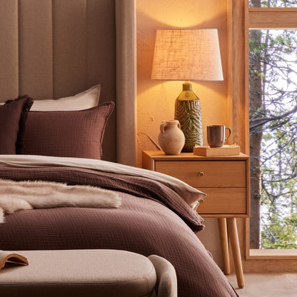 DUS-CC2-02216 Grade-B Dusk Heidi Oak 2 Drawer Bedside Table - Light Wood RRP £139