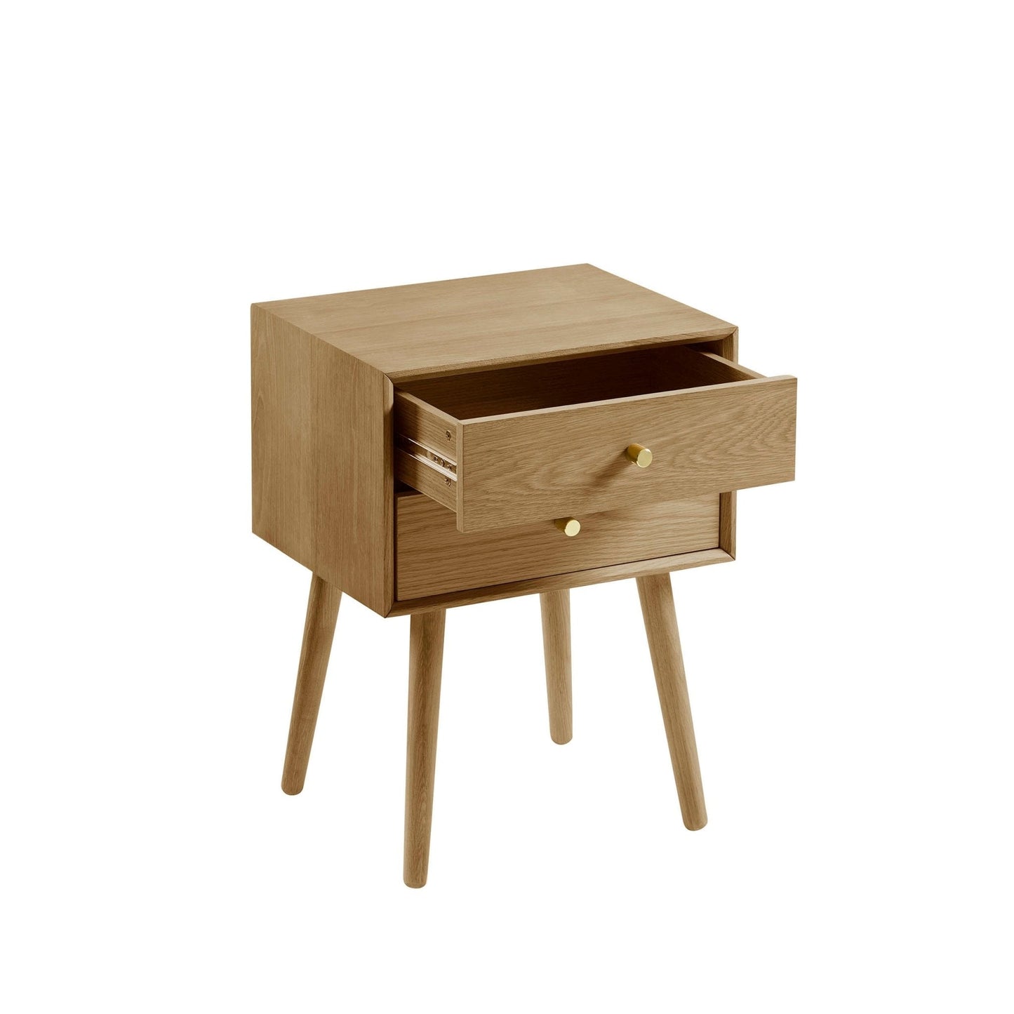 DUS-CC2-02216 Grade-B Dusk Heidi Oak 2 Drawer Bedside Table - Light Wood RRP £139