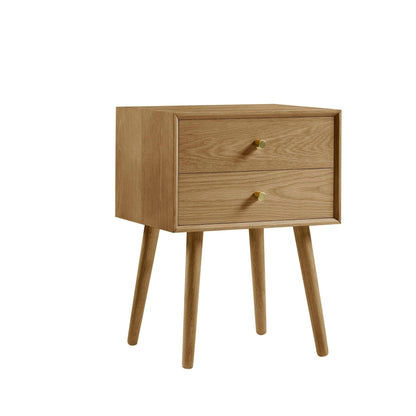 DUS-CC2-02216 Grade-B Dusk Heidi Oak 2 Drawer Bedside Table - Light Wood RRP £139