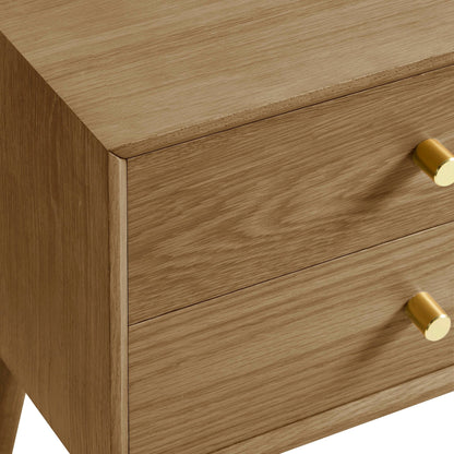 DUS-CC2-02216 Grade-B Dusk Heidi Oak 2 Drawer Bedside Table - Light Wood RRP £139