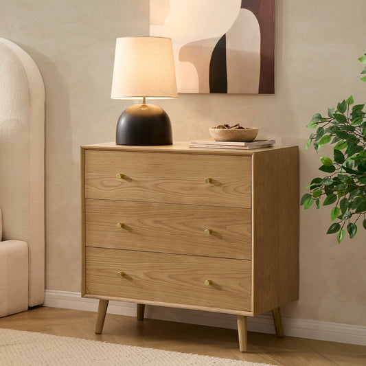 DUS-CC2-04074 Grade-B Dusk Heidi Oak 3 Drawer Chest - Light Wood RRP £249.00