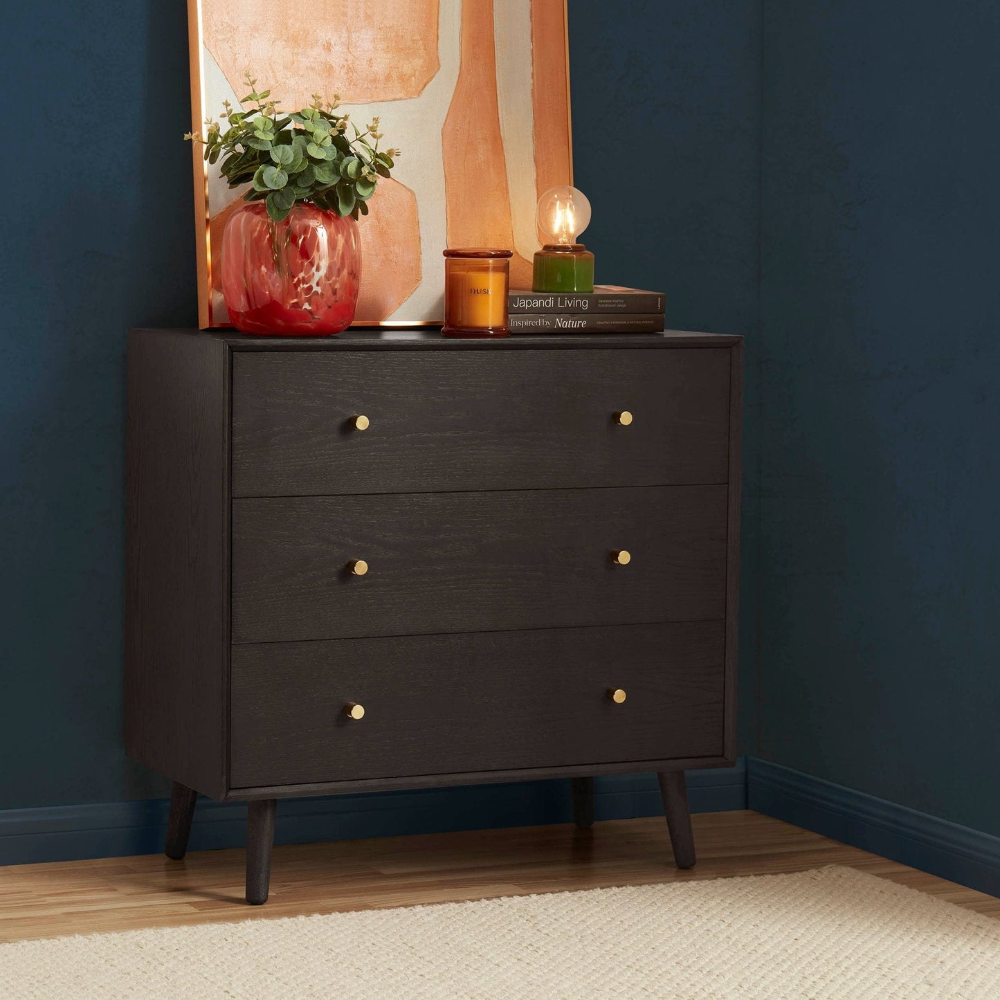 DUS-CC2-02592 Grade-C3 Dusk A pair of Heidi Oak 3 Drawer Chest - Walnut RRP £498.00