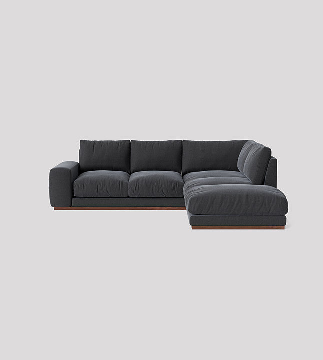 SWO-AP-36586 Grade-BER Denver Right Hand Corner Sofa in Plain Ebony Dark Feet RRP £4039
