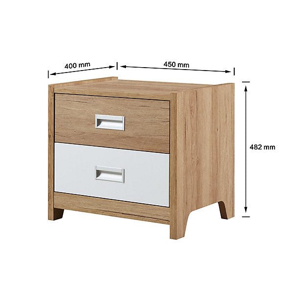BFW-NEW-00090 NEW Big Furniture Warehouse Broughton Bedside Table - Oak And White RRP £70