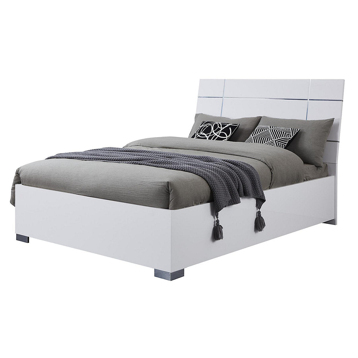 BFW-NEW-00073 NEW Big Furniture Warehouse Jesmond White High Gloss 5ft King Bed RRP £400