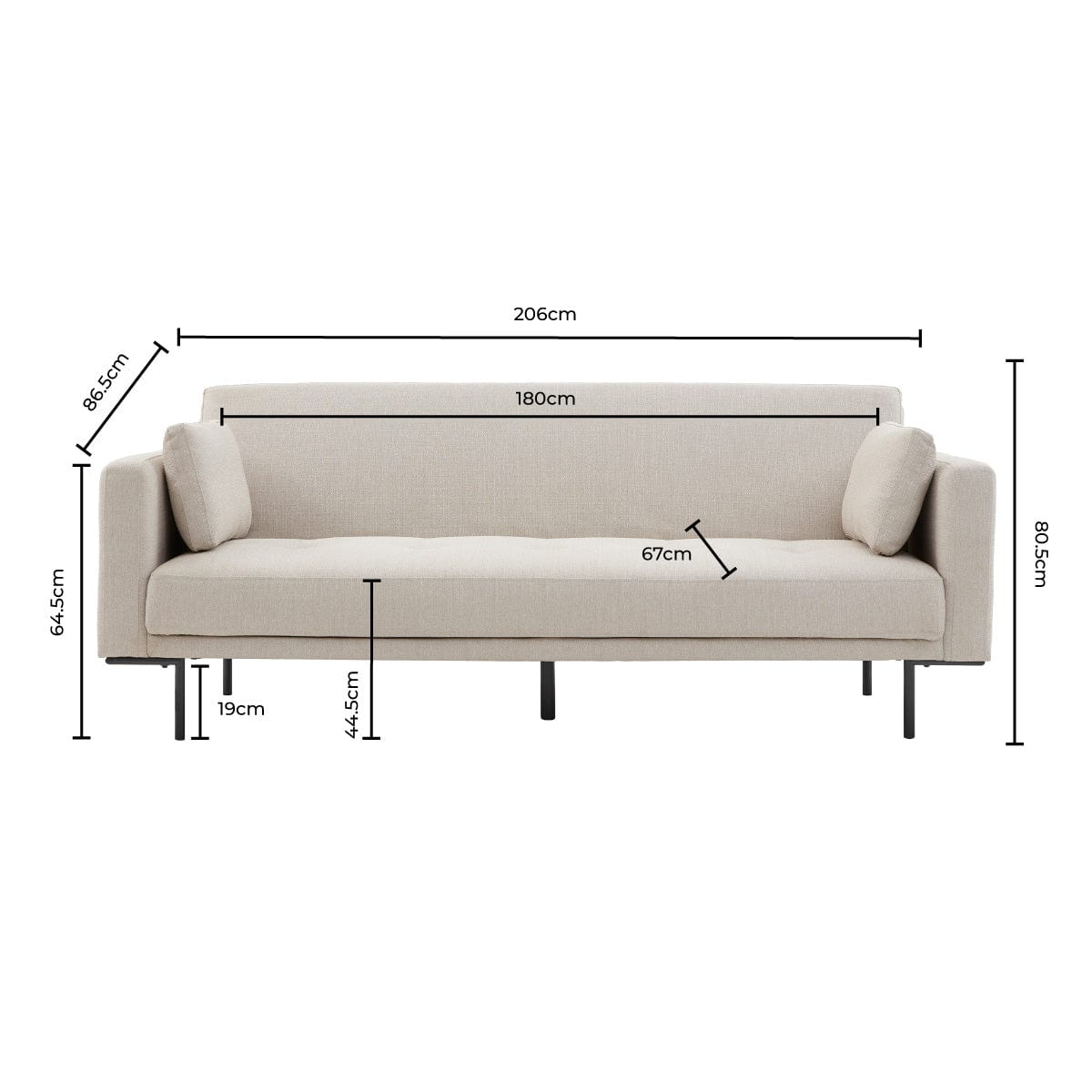 DUS-GOL-05448 Grade-BER Dusk Hudson Click Clack Sofa Bed - Stone Grey RRP £339