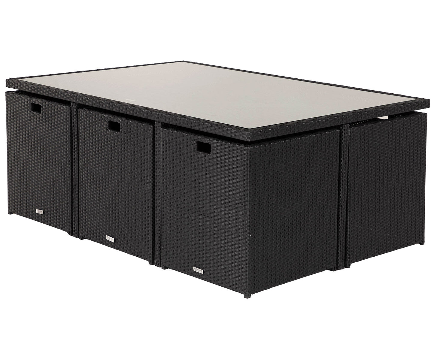 Grade-A Rattan Direct Barcelona Black & Vanilla 6 Seat Garden Dining Cube Set RRP £1739