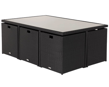 Grade-A Rattan Direct Barcelona Black & Vanilla 6 Seat Garden Dining Cube Set RRP £1739