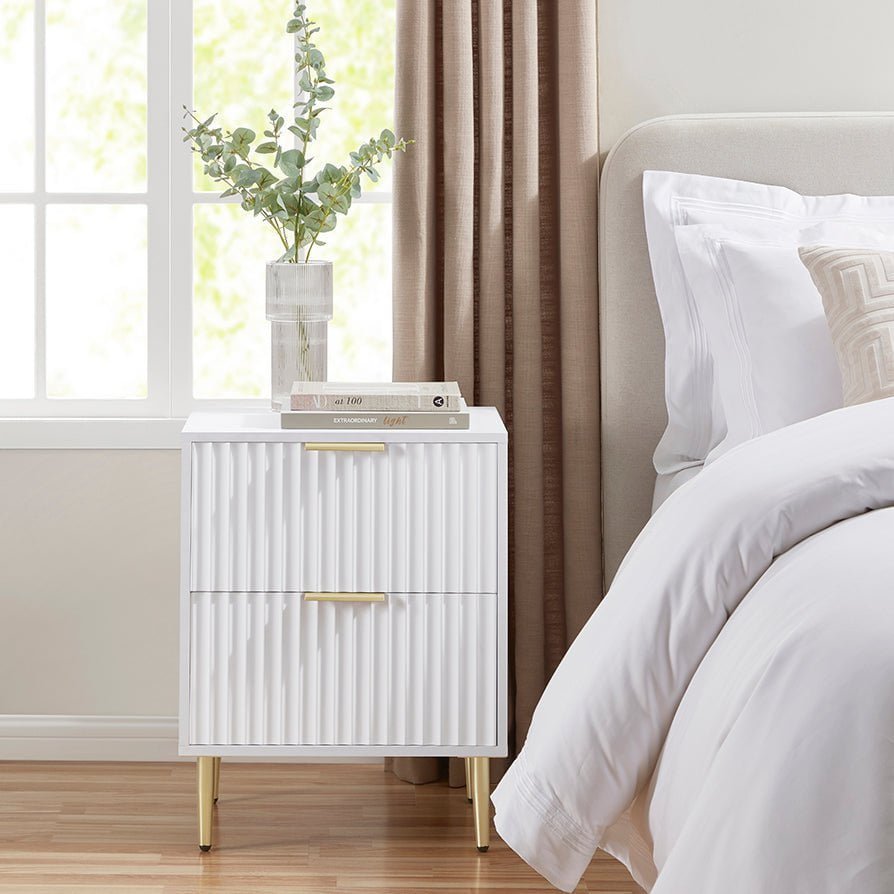 DUS-GOL-07185 Grade-B Dusk Dusk Evie 2 Drawer Bedside Table - Warm White RRP £109 RRP £109