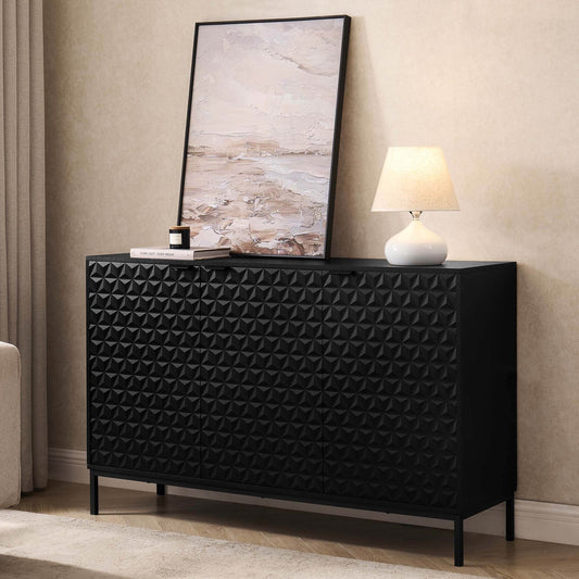 DUS-GOL-02291 Grade-B Dusk Isabella 3 Door Sideboard - Black RRP £229