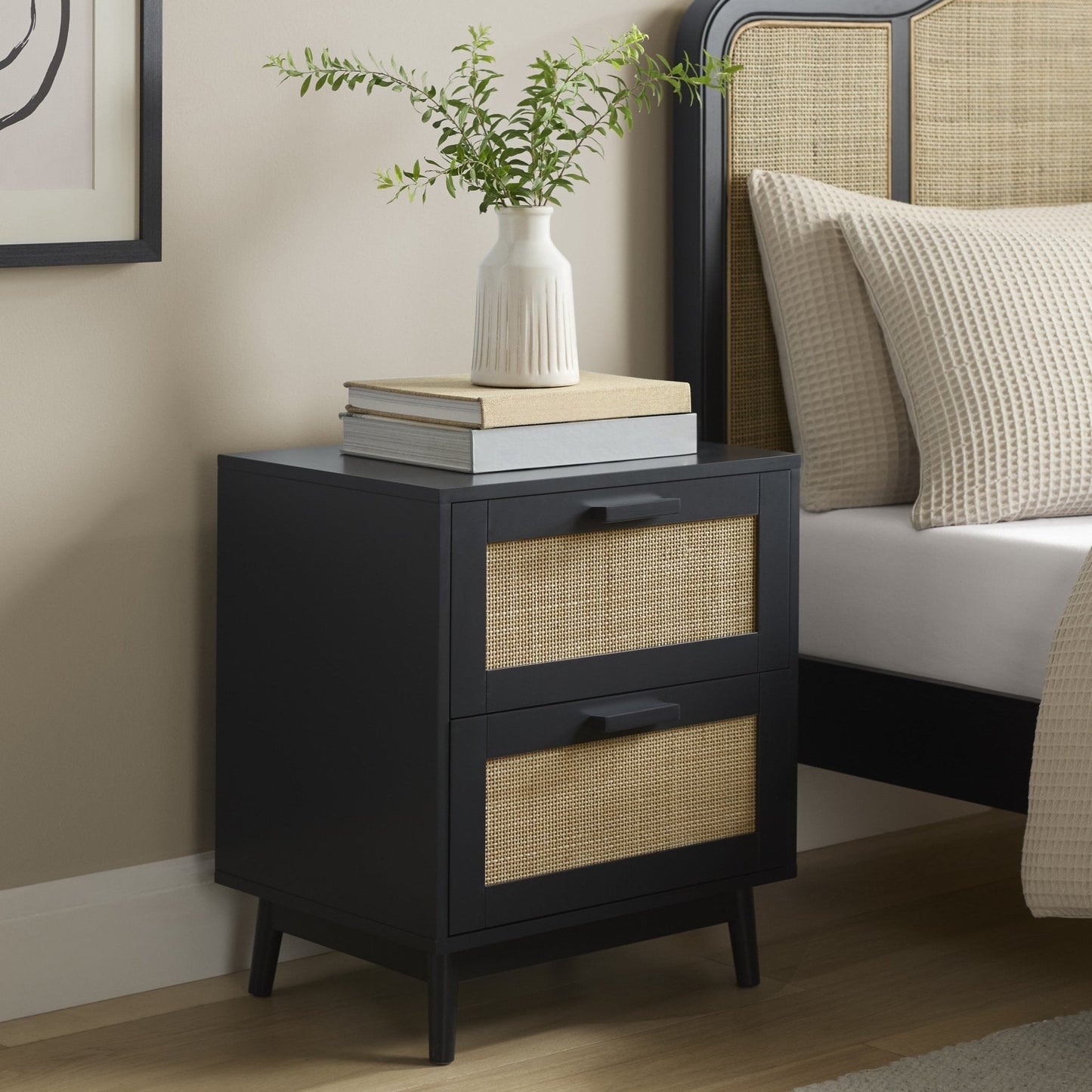 DUS-CC2-04373 Grade-B Dusk Isla 2 Drawer Bedside Table - Black RRP £74.00