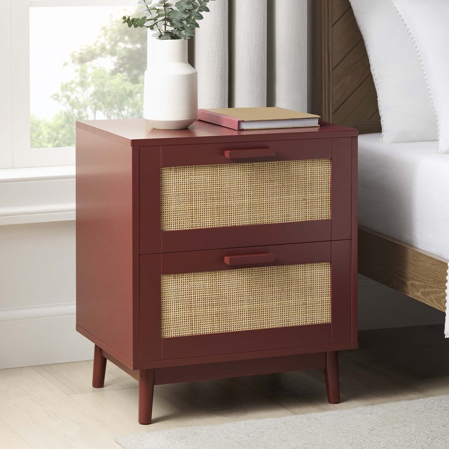 DUS-GOL-05783 Grade-B Dusk Isla 2 Drawer Bedside Table - Burnt Red RRP £79