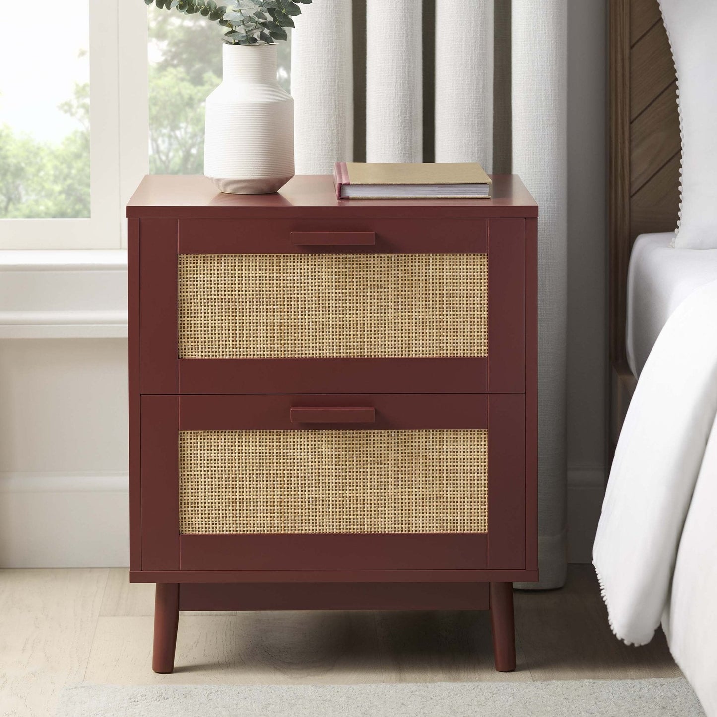 DUS-GOL-05783 Grade-B Dusk Isla 2 Drawer Bedside Table - Burnt Red RRP £79