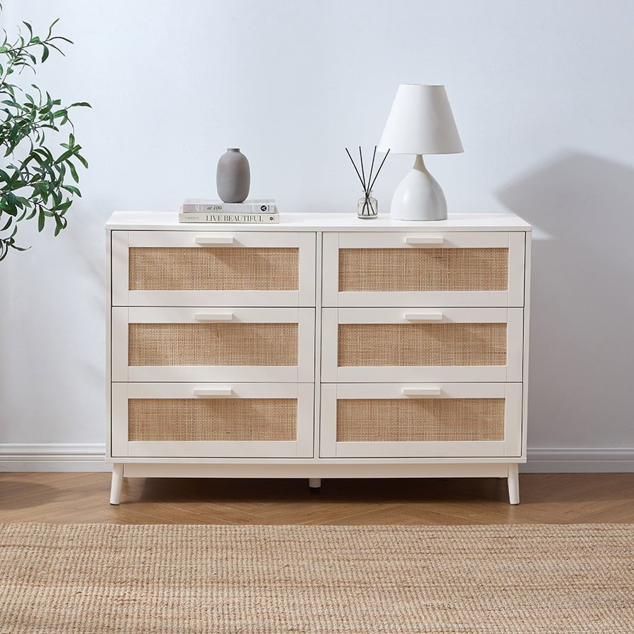 DUS-GOL-07368 Grade-B Dusk Isla 6 Drawer Chest - Cream RRP £202