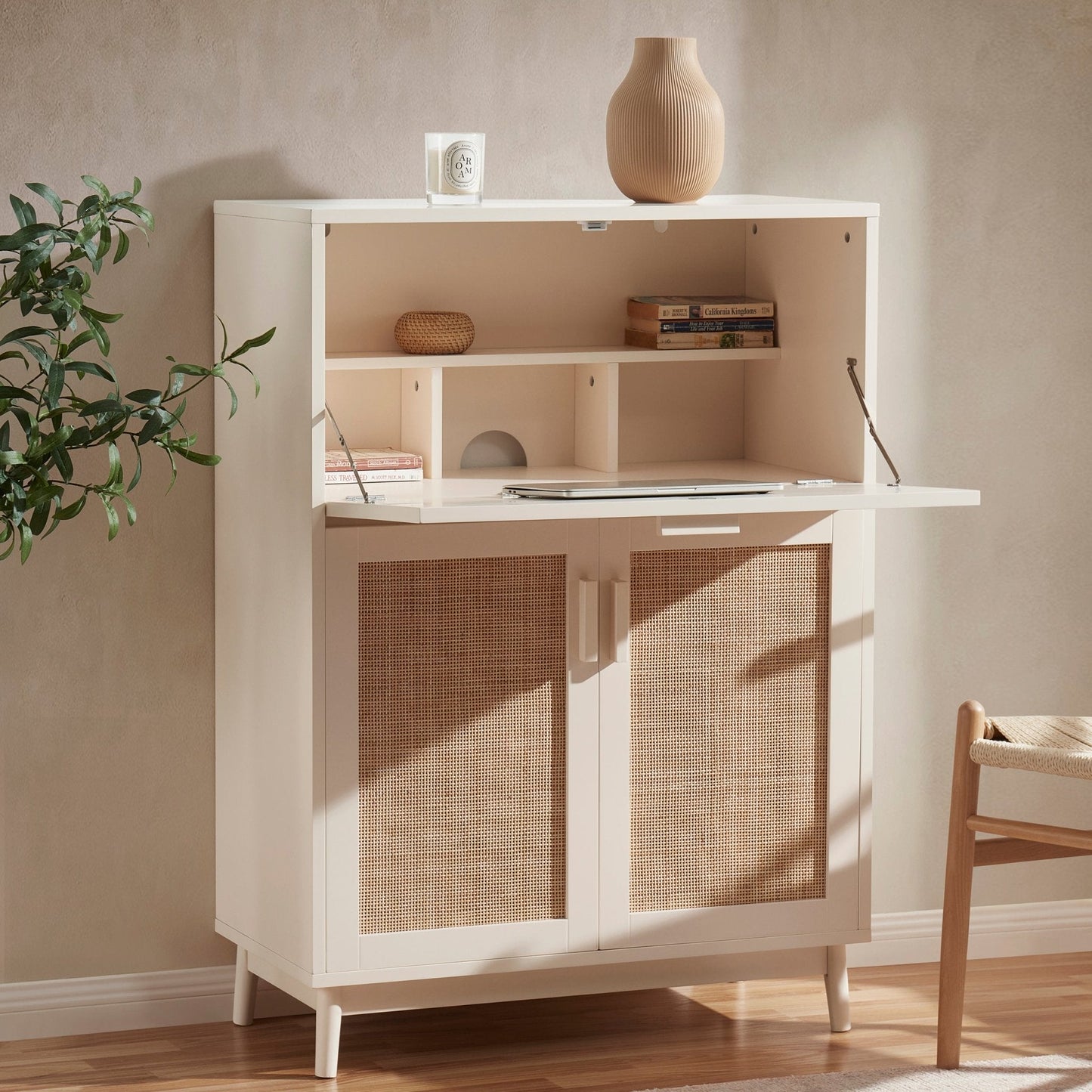 DUS-CC2-03886 Grade-B Dusk Isla Hideaway Desk - Cream RRP £168.00