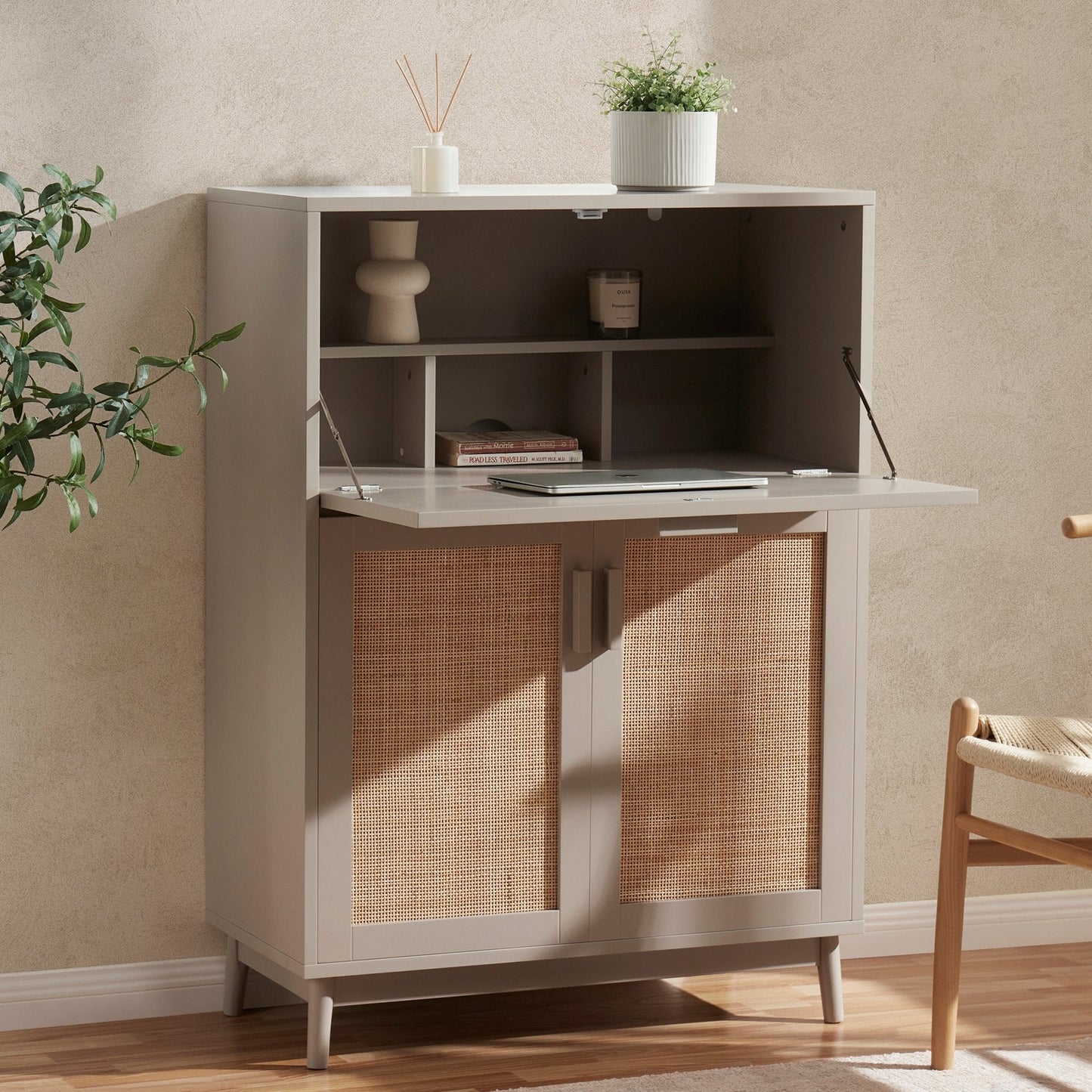 DUS-GOL-06265 Grade-B Dusk Isla Hideaway Desk - Taupe RRP £143