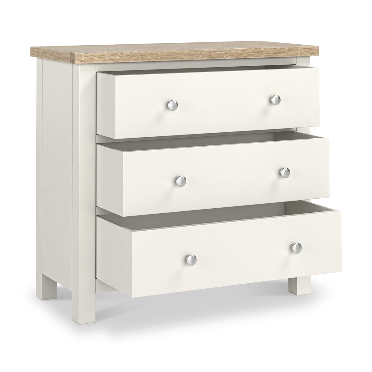 ROS-OUT-00558 Grade-C1 Roseland Furniture Farro Coconut White & Oak 3 Drawer Chest RRP £219.95