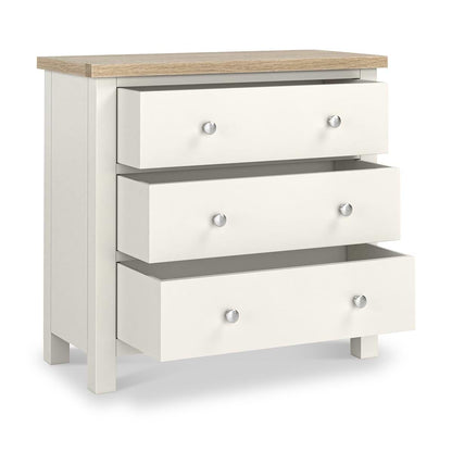 ROS-OUT-00558 Grade-C1 Roseland Furniture Farro Coconut White & Oak 3 Drawer Chest RRP £219.95